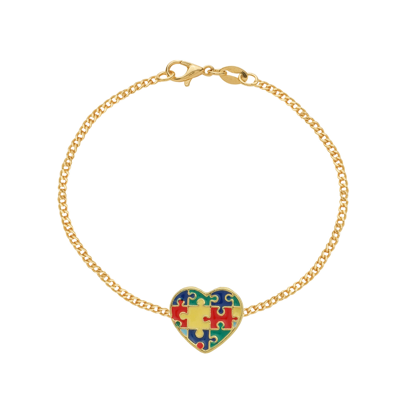 Pulseira Dourada Autismo Formato Coração
