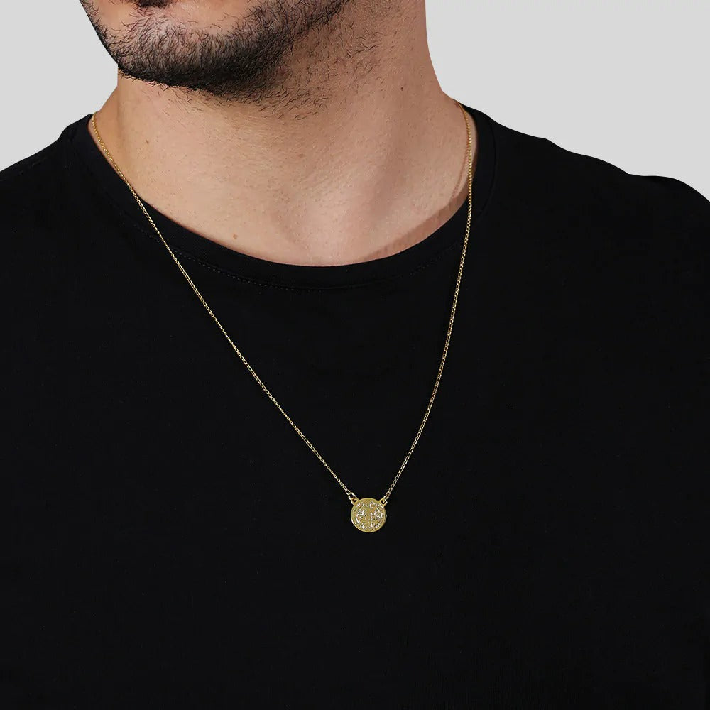 Escapulário Dourado Redondo São Jorge - Ouro 24K